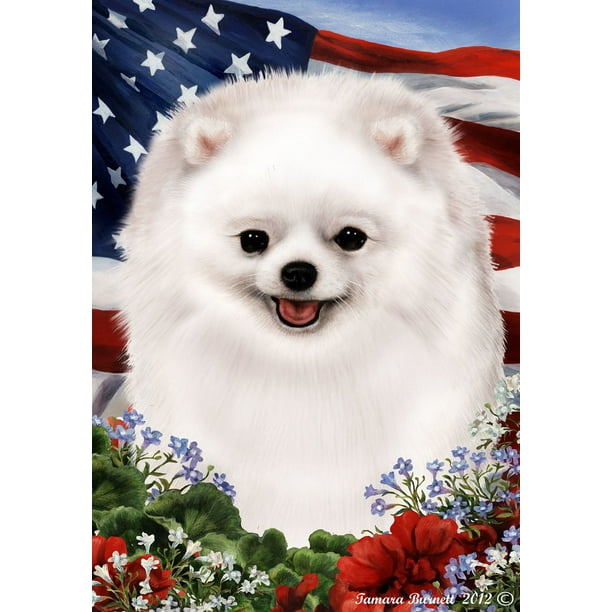 Pomeranian White Patriotic Flag